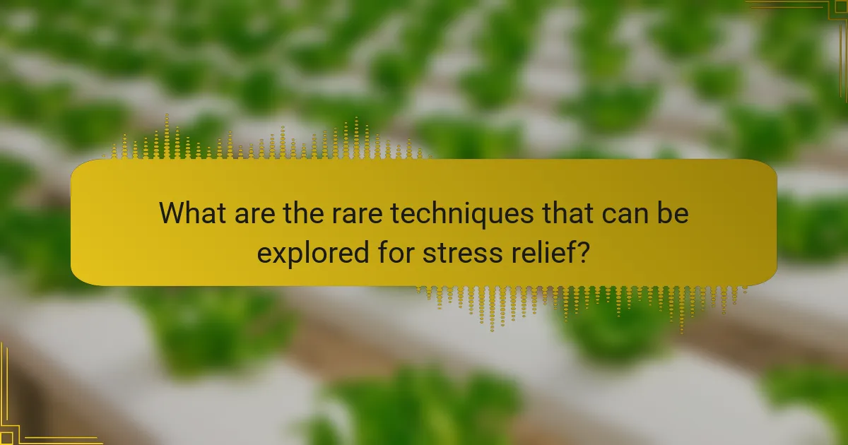 What are the rare techniques that can be explored for stress relief?